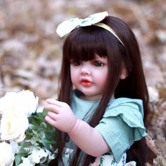 22 Inch Lifelike Reborn Doll Soft Silicone Body Long Hair Princess Gift