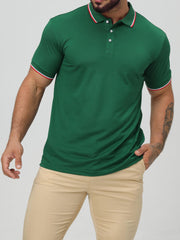 Men's Contrast Binding Short Sleeve Lapel Golf Shirt