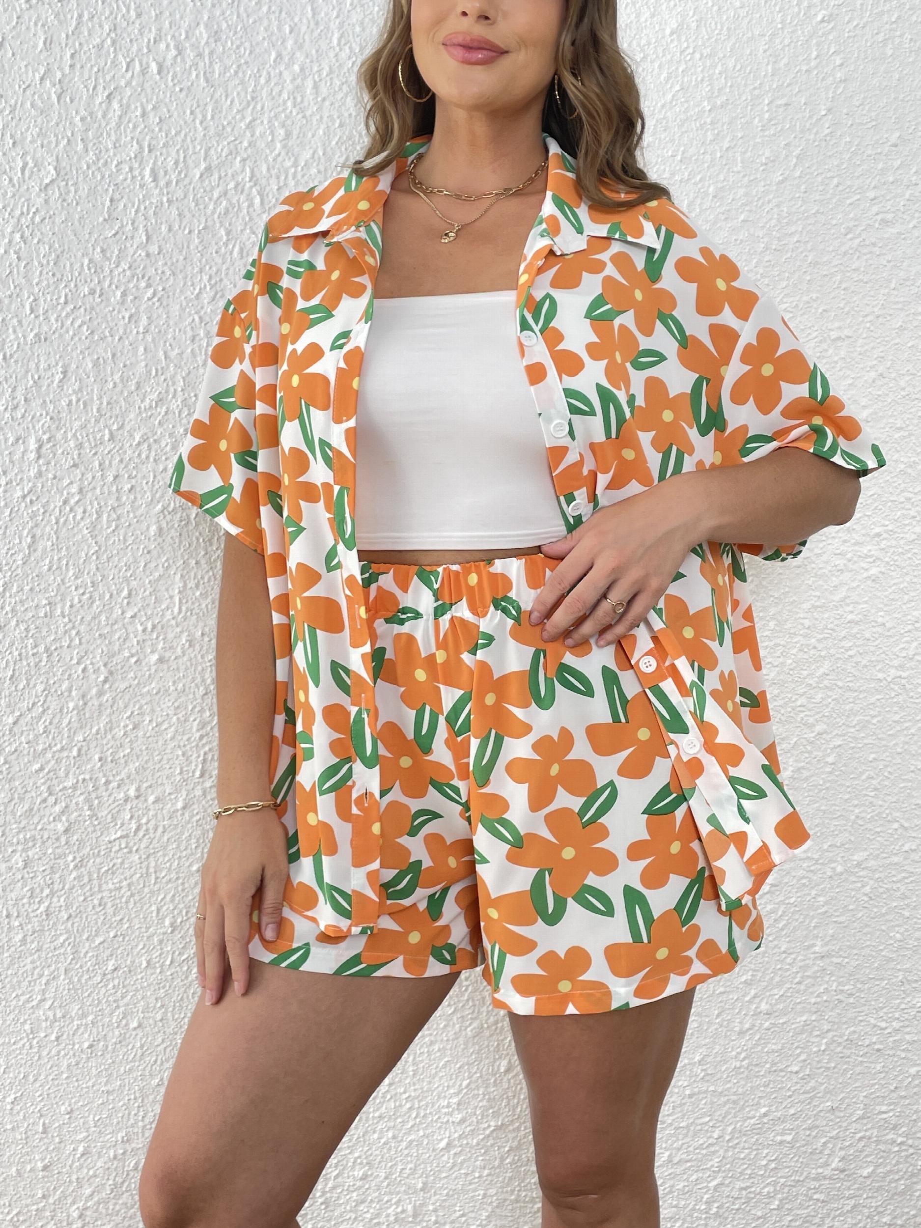 Floral Print Blouse & Shorts Set