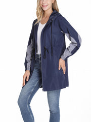 Hooded Windbreaker Jacket Long Sleeve Trench Coat