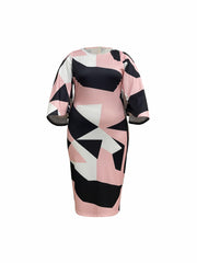 Geometric Print Bell Sleeve Dress