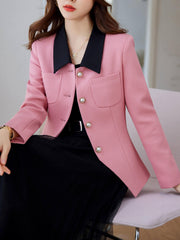 Waffle Grid Work Blazer with Dual Pockets