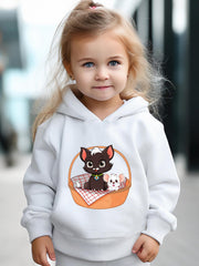 Kid's Cat & Mouse Print Hoodie & Pants Set Girl's Sporty Clothes