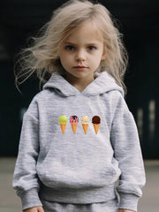 Ice Creams Print Girls Hoodies Jogger Pants Set Sports