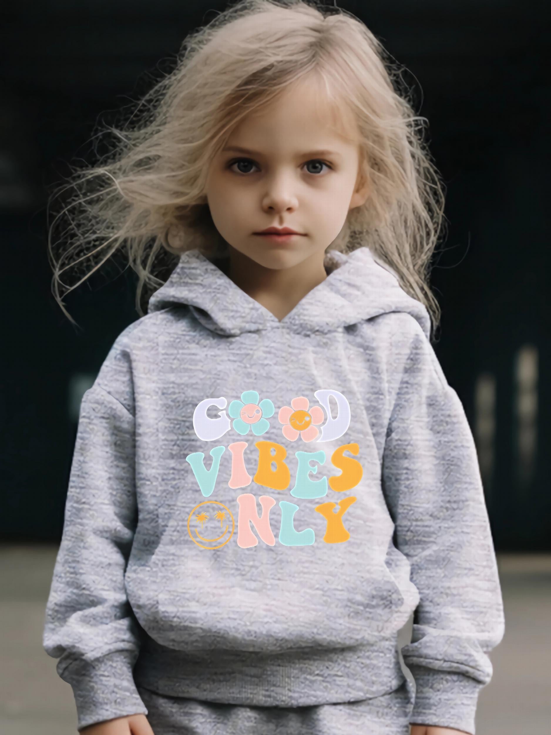 Letter & Flower Print Girls Outfits for Sports Spring Fall