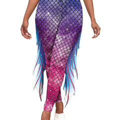 Fish Scale Print Leggings With Fins High Waist Bodycon Leggings