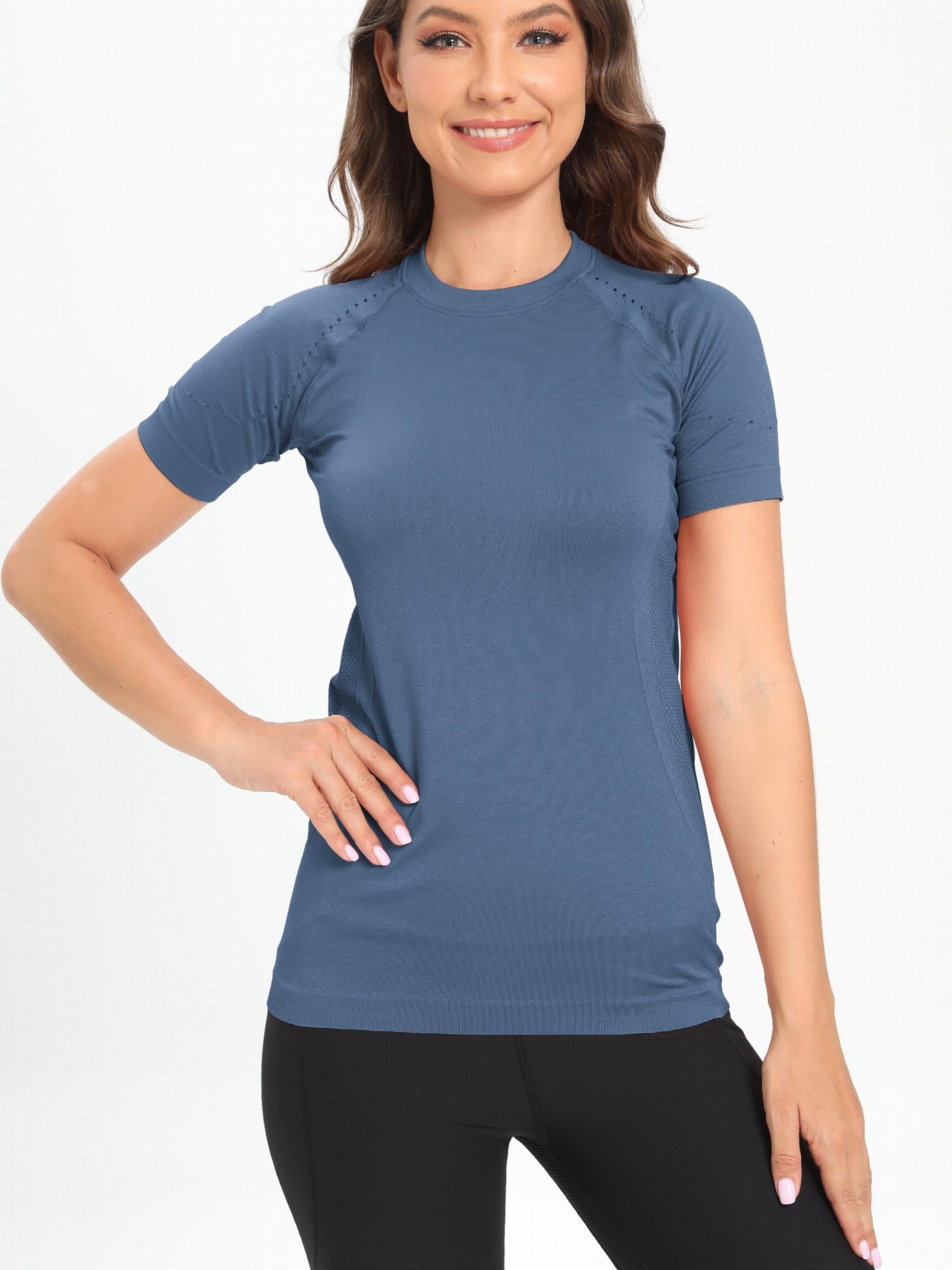 Seamless Yoga Top for Women Moisture Wicking Athletic Shirt