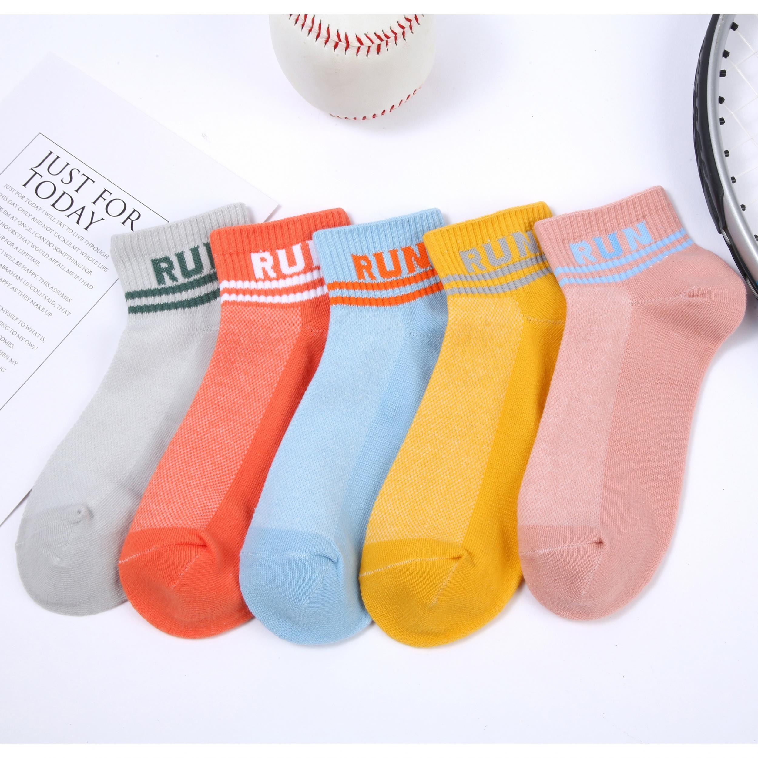 6 Pairs Children's Letters Socks Girls Kids Thin Breathable Comfy Socks