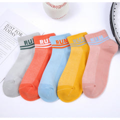 6 Pairs Children's Letters Socks Girls Kids Thin Breathable Comfy Socks