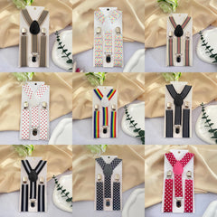 Kids Spotted Striped Short Suspenders with Jockstrap Clip