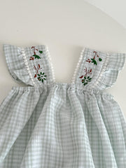 Plaid Sleeveless Onesie for Baby Girls
