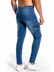 Men's Distressed Slim Fit Jeans with Pockets