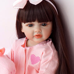 22in Reborn Baby Doll Girl Long Hair Realistic Toddler Art Doll Christmas Gift