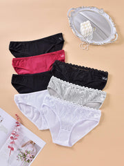 7 Pack Plus Size Underwear Set Women's Plus Ribbed Lace Panties Set