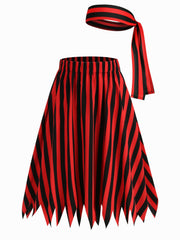 Women's Colorblock Stripe Print Skirt - Fun and Flattering Casual Pirate Costume