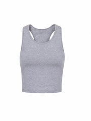 Solid Crew Neck Tank Top Sleeveless Racerback Top for Summer