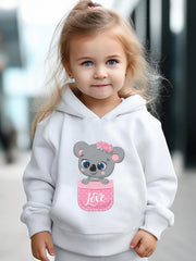 Kid's Koala Print Hoodie & Pants Set Girl's Sporty Outfit