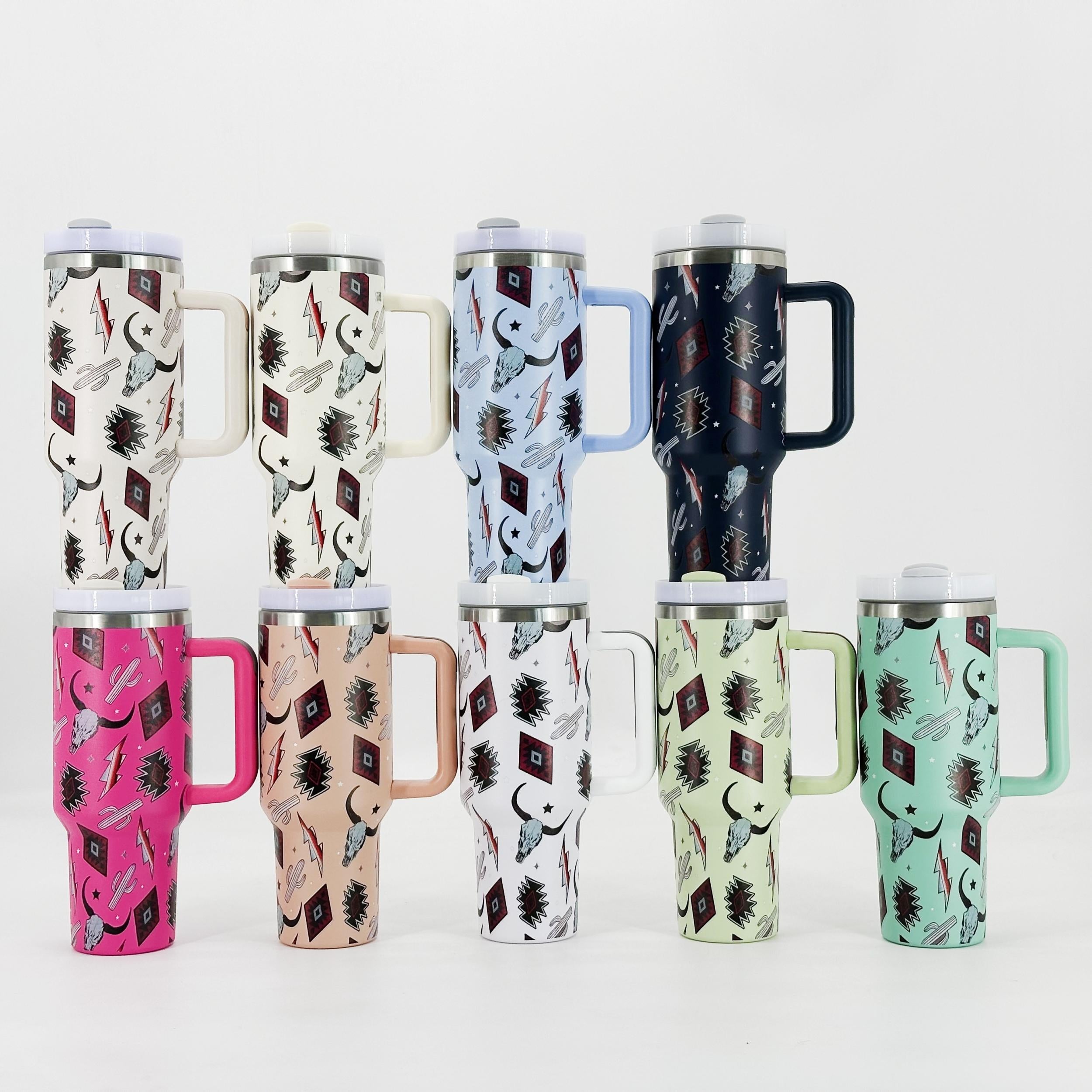 Stainless Steel 40oz Double Wall Tumbler With Handle and Lid