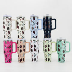 Stainless Steel 40oz Double Wall Tumbler With Handle and Lid
