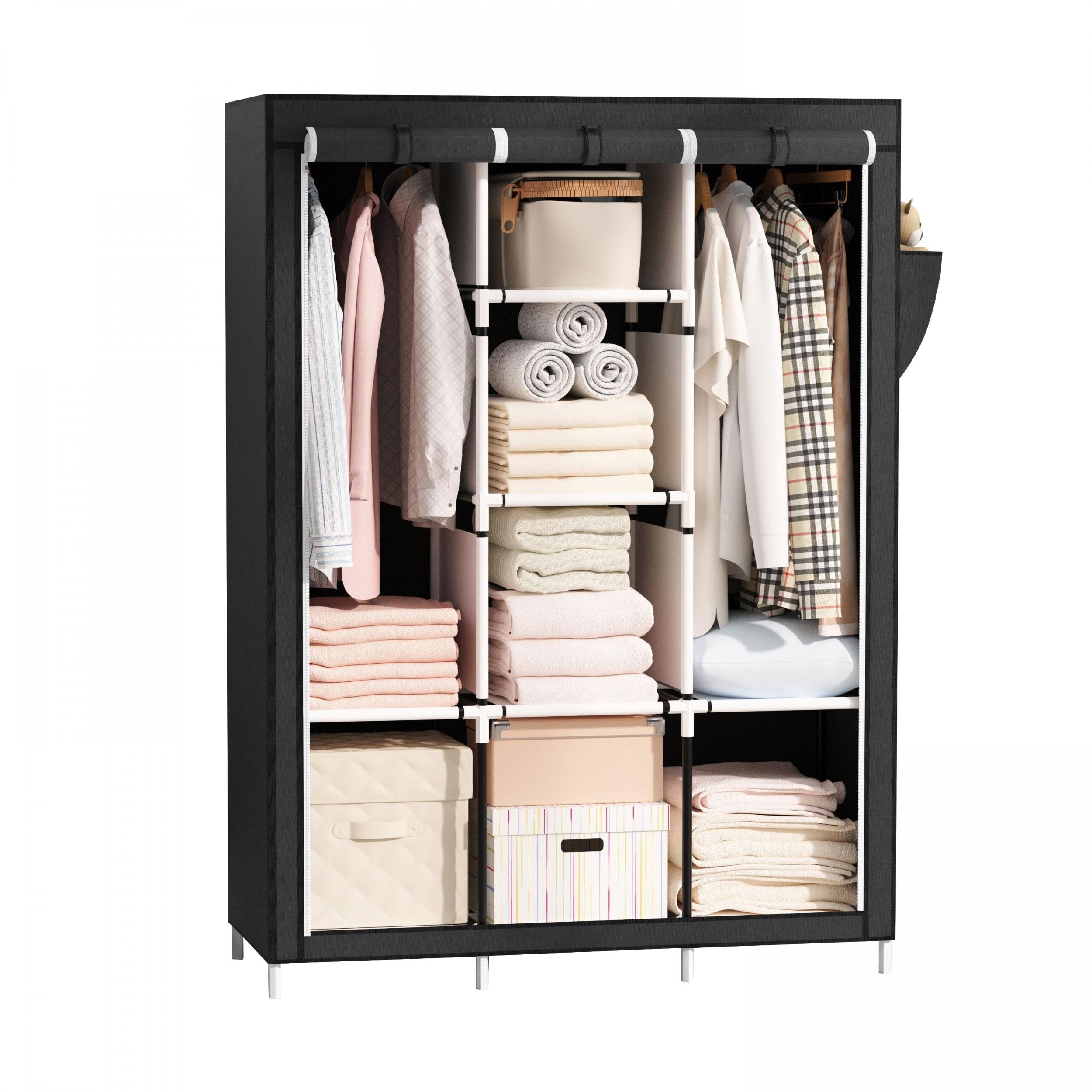 1pc Carbon Steel Wardrobe Household Bedroom Cloth Wardrobe Modern Storage Rack