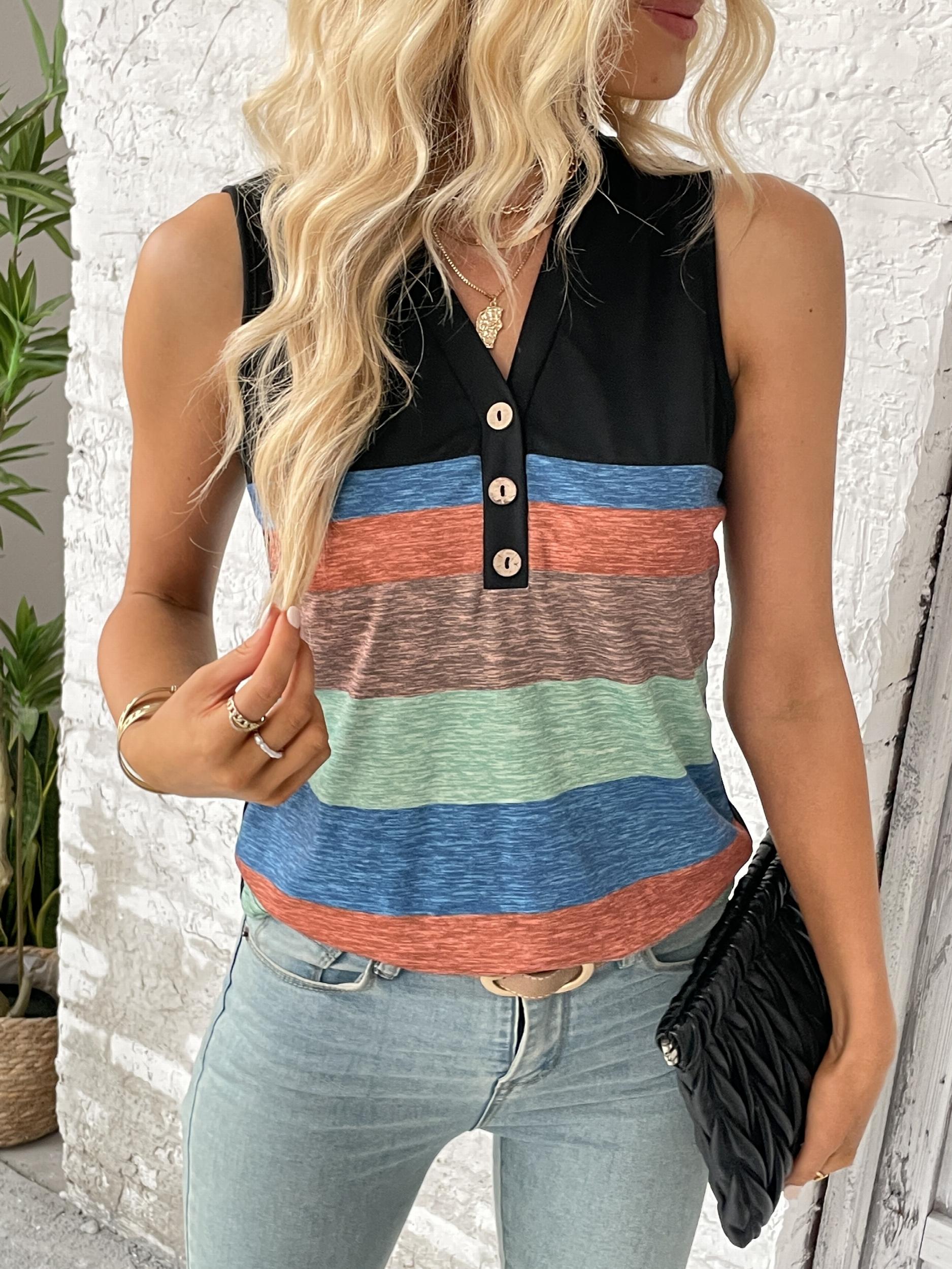 V-neck Tank Top for Summer Women's Clothing