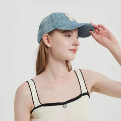 M Label Patch Baseball Cap Washed Casual Sports Sun Hats Dad Hat
