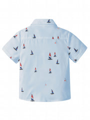 Boys Boat Print Lapel Shirt for Summer
