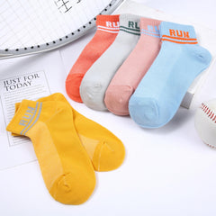6 Pairs Children's Letters Socks Girls Kids Thin Breathable Comfy Socks