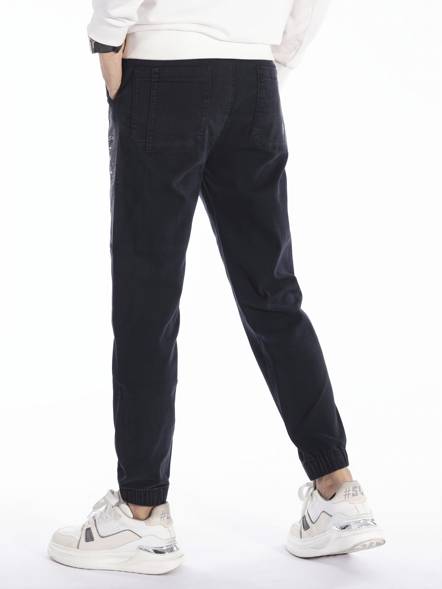 Men's Winter Jogger Pants Embroidered Letter Print Drawstring
