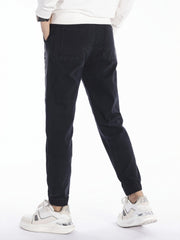 Men's Winter Jogger Pants Embroidered Letter Print Drawstring