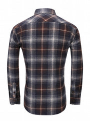 Plaid Pattern Print Men's Casual Button Up Long Sleeve Shirt