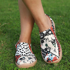 Women's Polka Dot Slip On Lightweight Shoes Round Toe Comfy Travel Shoes