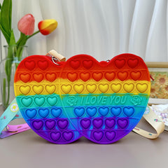 Heart Silicone Crossbody Bag Coin Purse Love Press Toy Girls