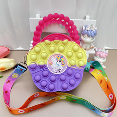 Colorful Silicone Flower Unicorn Crossbody Bag Coin Purse Wallet