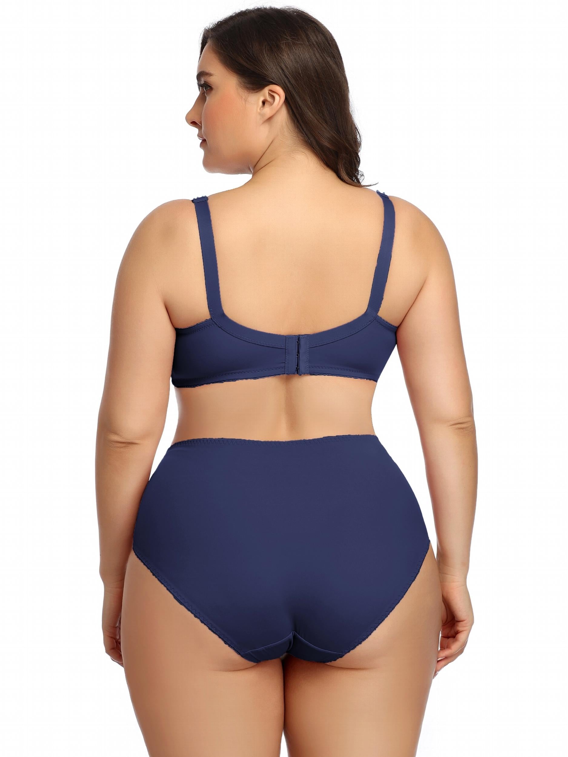 Women's Plain Mini Bow Bra & Panty Lingerie Set