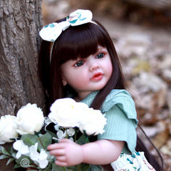 22 Inch Lifelike Reborn Doll Soft Silicone Body Long Hair Princess Gift
