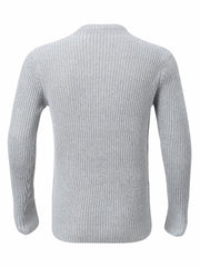 Solid Cable Sweater Men's Warm Crew Neck Pullover For Fall Winter
