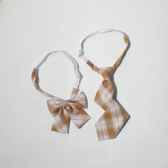 2pcs Plaid Bow Tie Neck Tie Orange Bow Tie For Women Dress Shirt