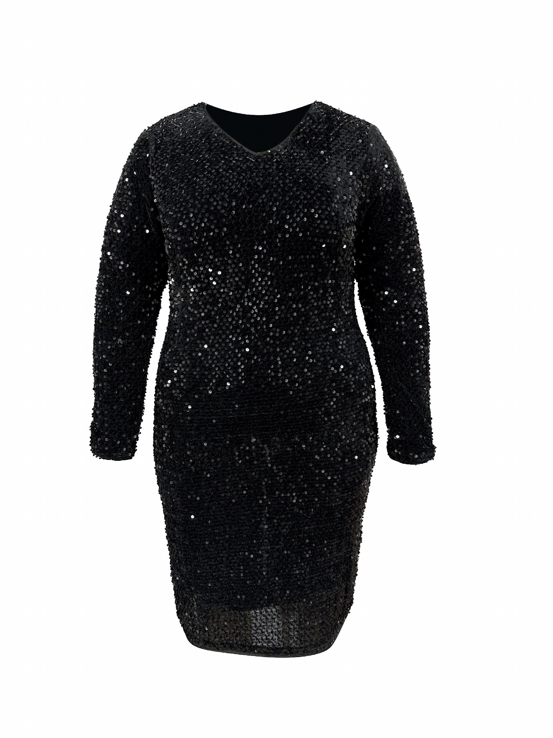 Sequin V Neck Cocktail Formal Dress