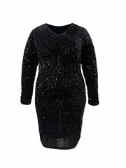 Sequin V Neck Cocktail Formal Dress