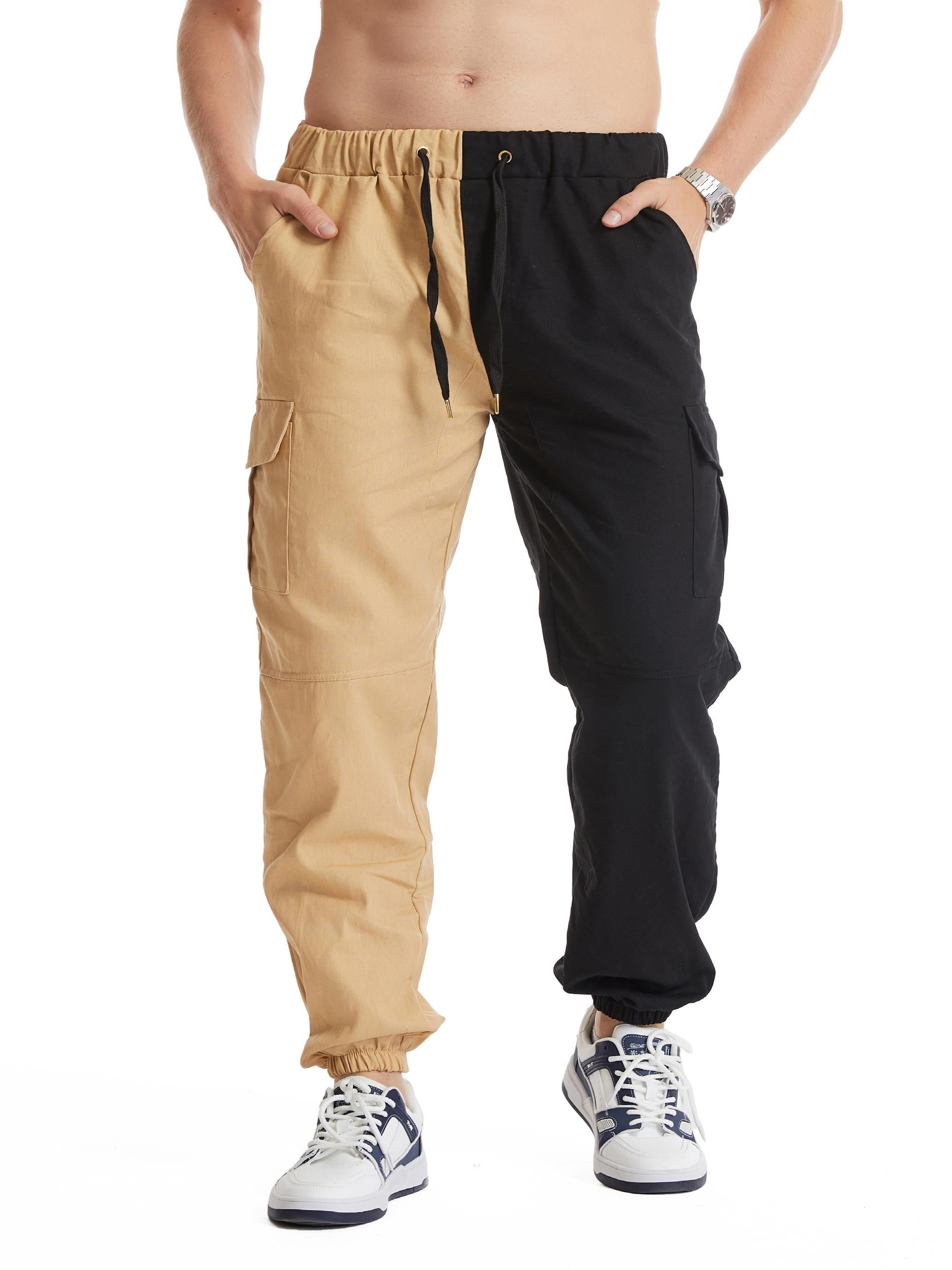 Men's Block Cargo Jogger Pants Slim Fit Drawstring
