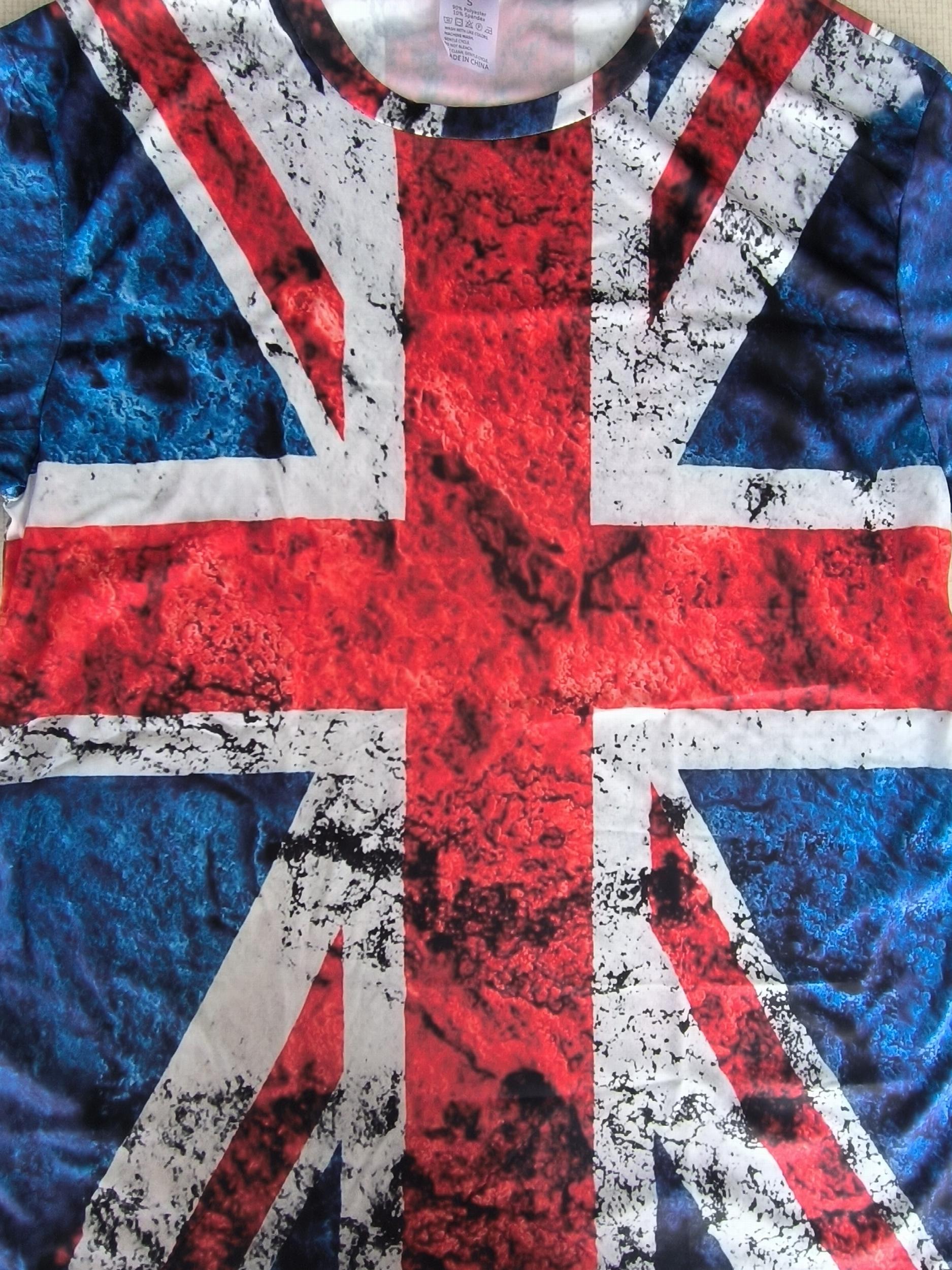Men's Vintage British Flag Print T shirt Mid Stretch Crew Neck Tee
