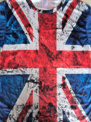Men's Vintage British Flag Print T shirt Mid Stretch Crew Neck Tee