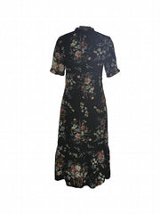 Vintage Floral Print Dress Maxi Dress Women's Clothing