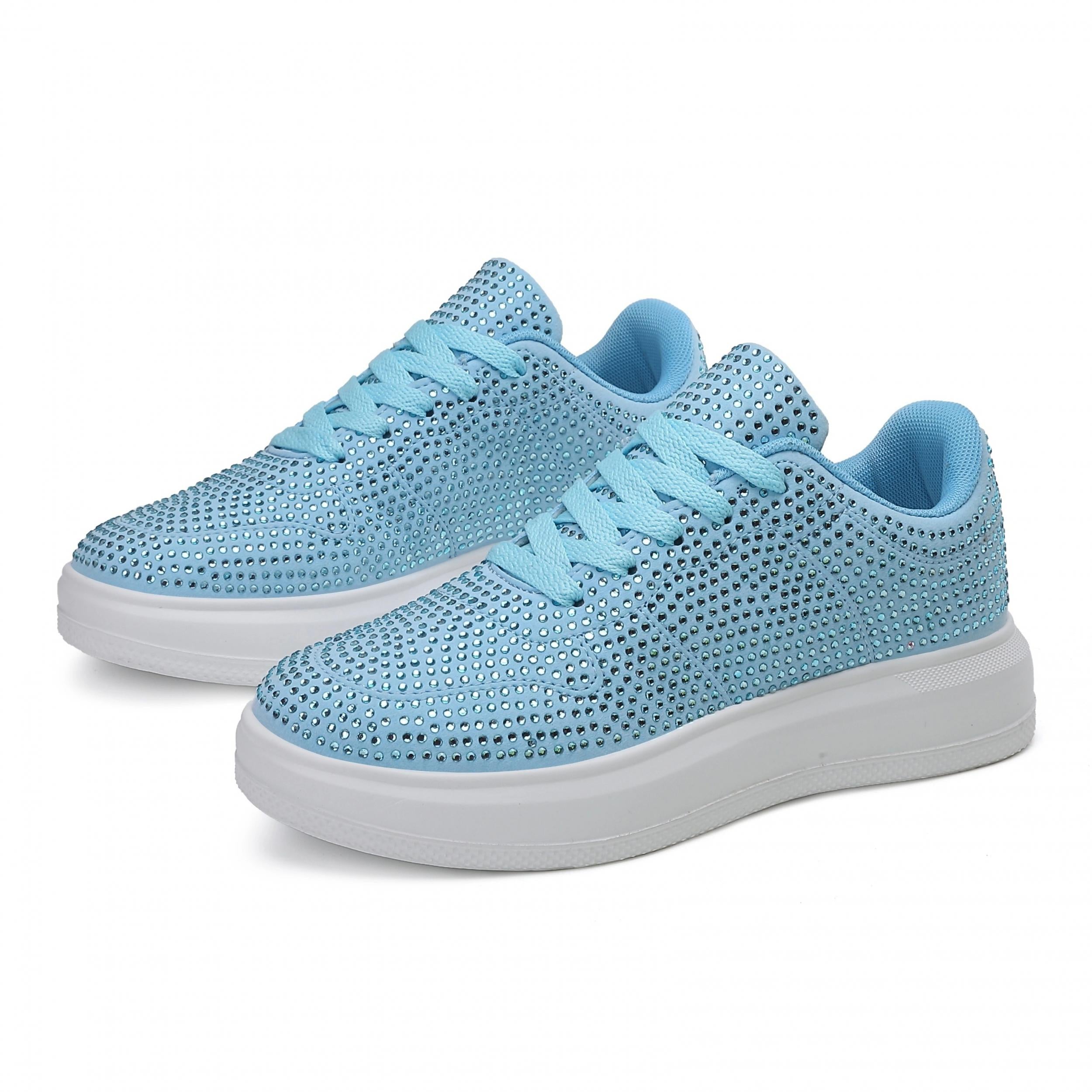 Rhinestone Flat Skateboard Shoes, Diamond Decor, Portable