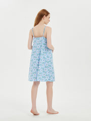 Floral Print Nightdress Crew Neck Sleep Dress Women's Sleepwear