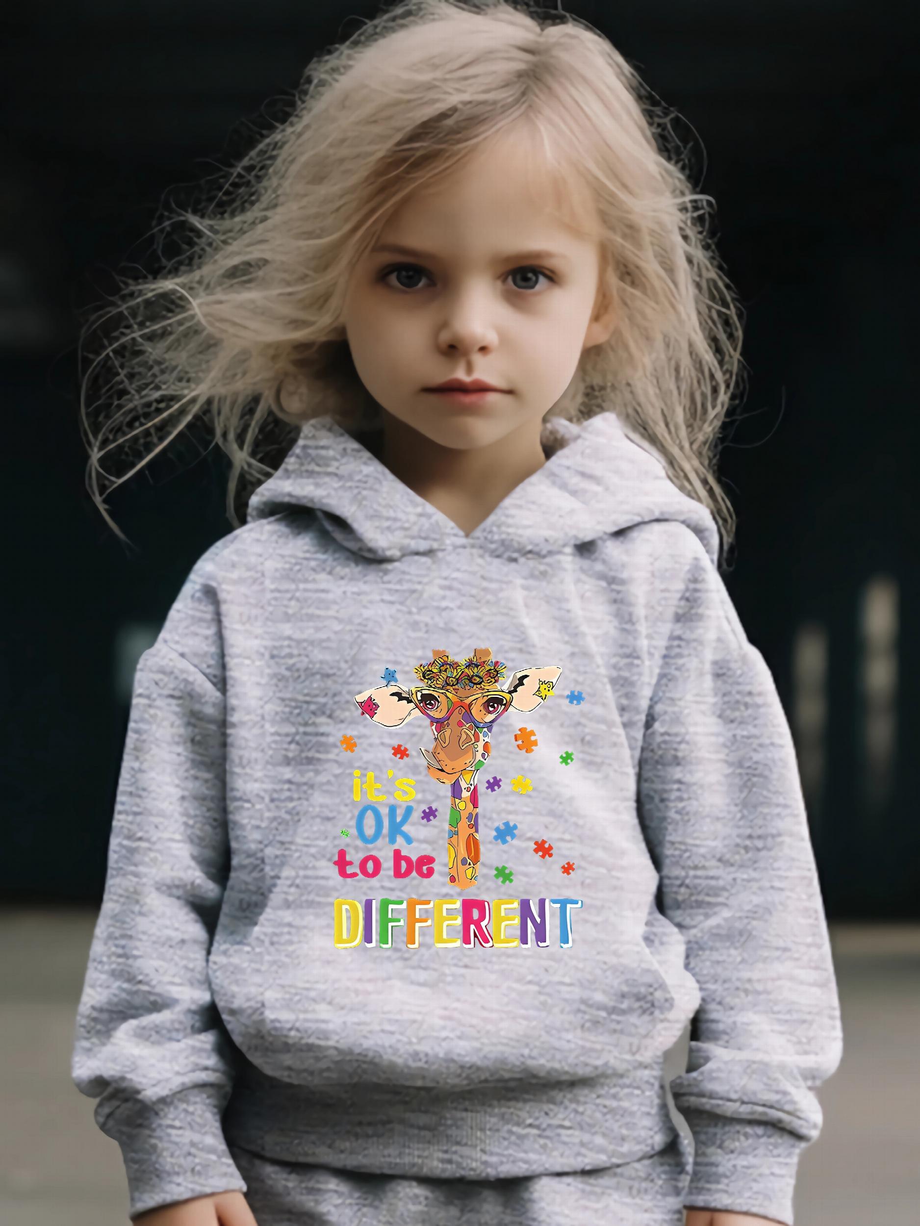 Giraffe Print Hoodie & Pants Set for Girls, Sporty Outfit