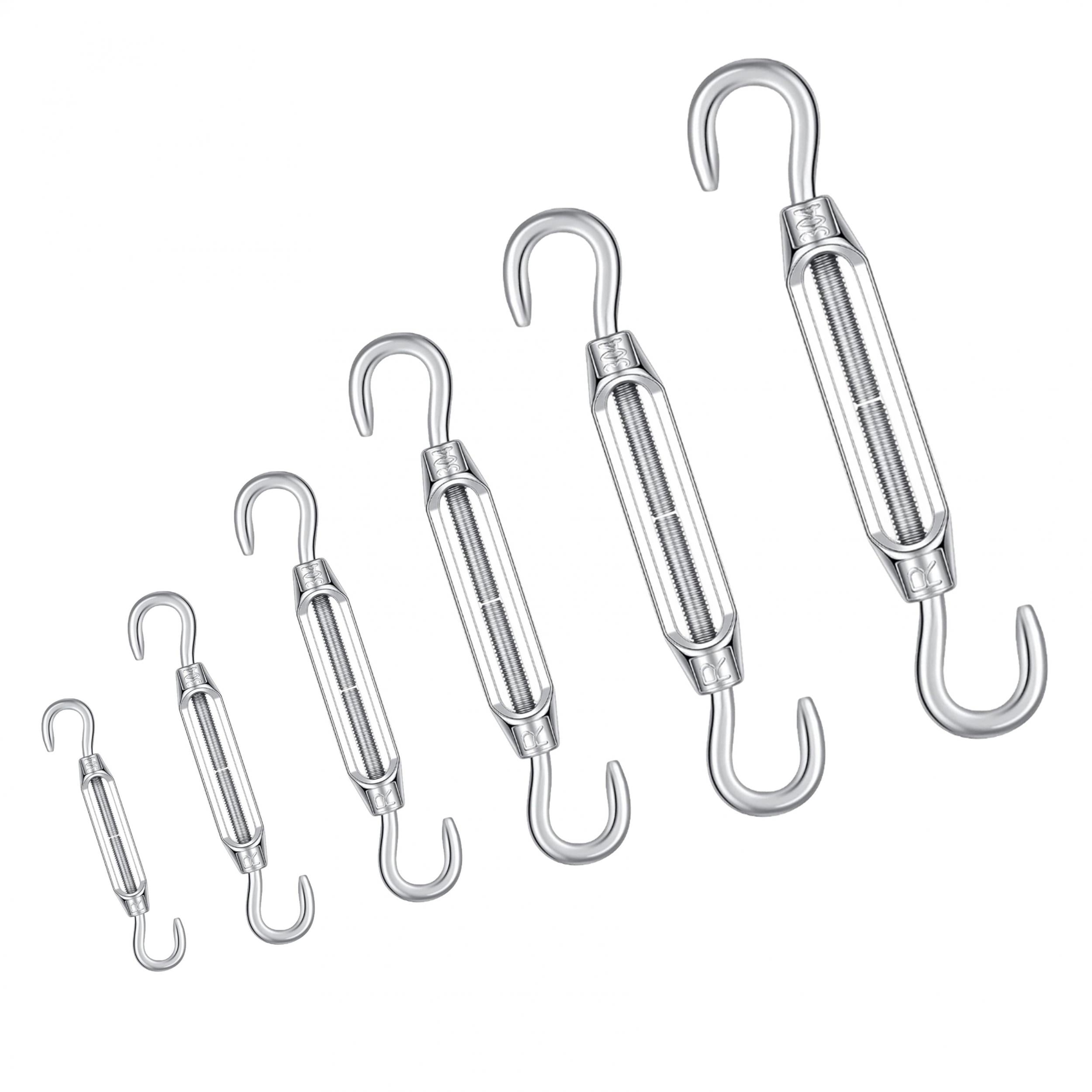 4pcs M4-M12 Hook And Hook Turnbuckle 304 Stainless Steel Wire Rope Tension