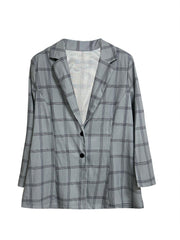 Plaid Print Blazer & Pants Suit Set