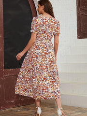 Floral Print Short Sleeve Dress for Spring & Summer